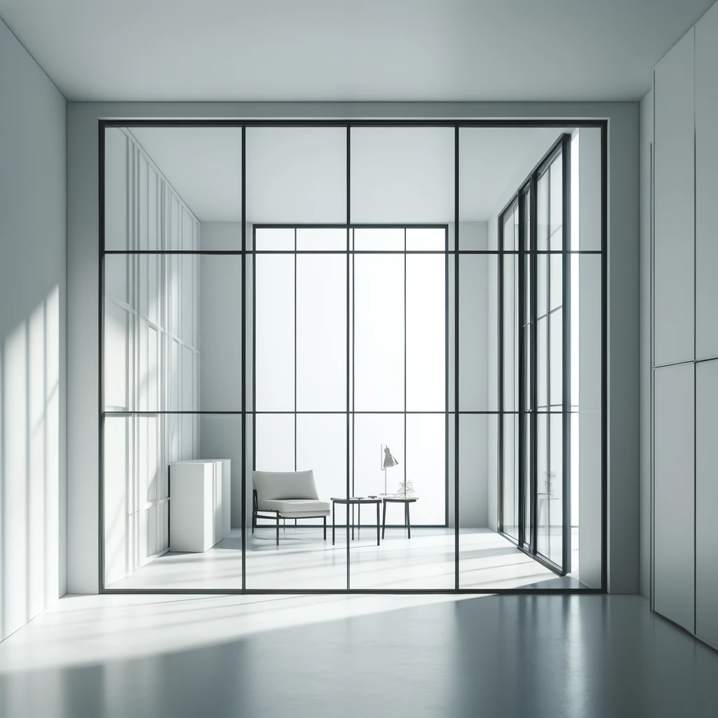 minimalist room featuring soundproof window inserts
